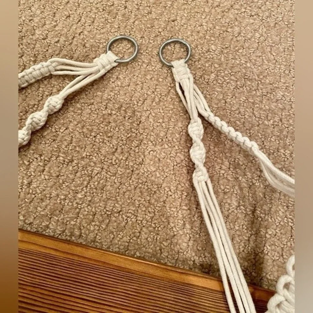 Boho Hanging Wall Shelf 2 Tier Macrame Floating Shelves